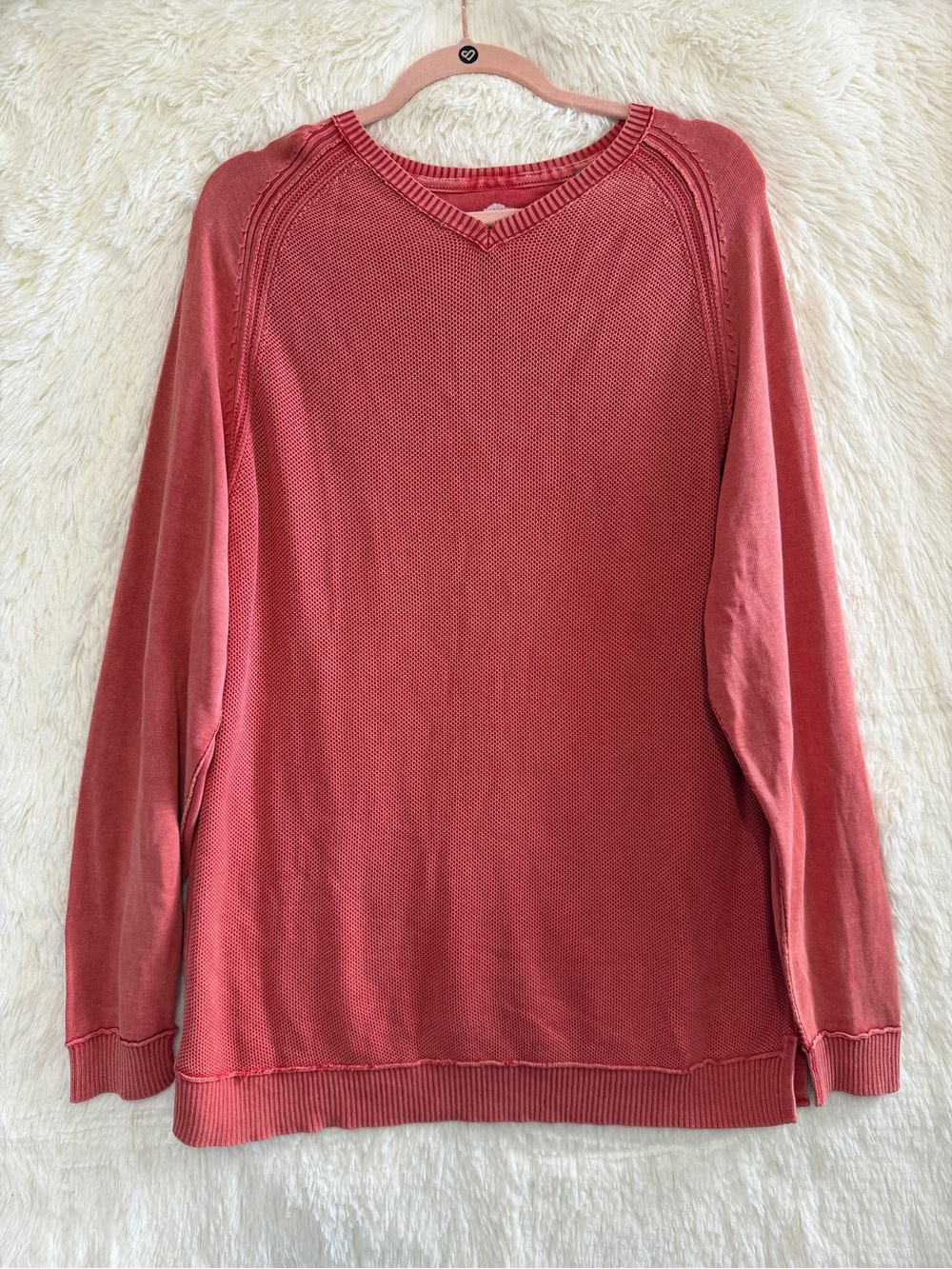 Tommy Bahama Mens Long Sleeve Pullover V-neck Sweater Size L Red Cotton Preppy